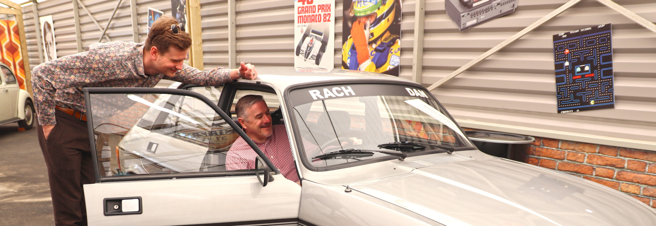 Visitors inside the Austin Allegro in Beaulieu's new We Had One of Those attraction